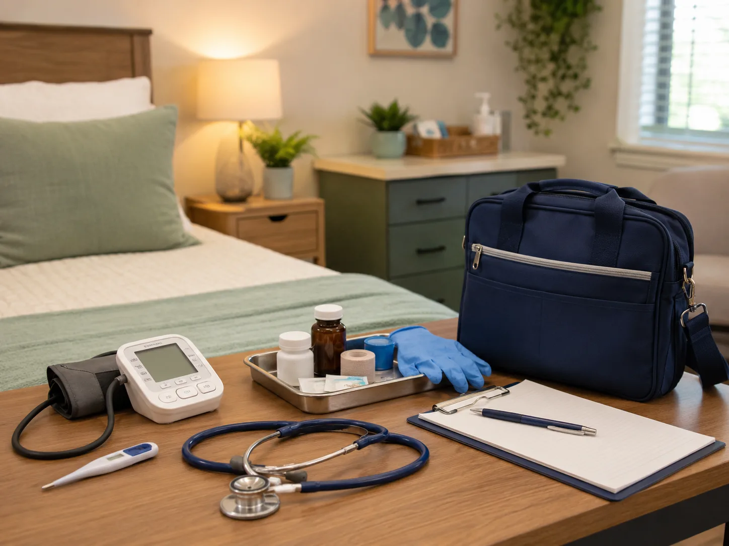 Registered home care nurse with medical equipment, Nairobi
